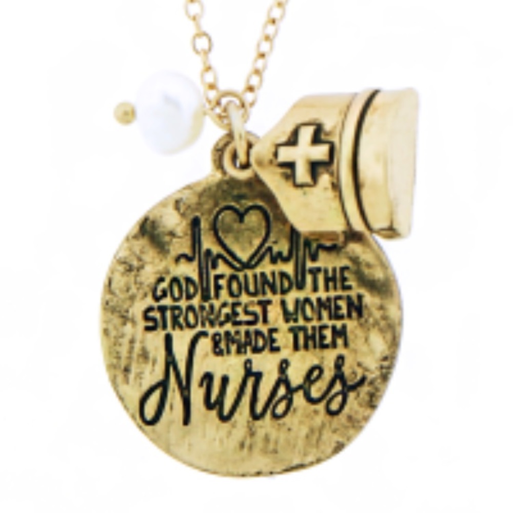 God Made Nurses Gold Tone Necklace Set